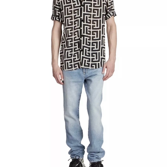 Balmain Macromonogram Short-Sleeve Pajama Shirt - Picture 2 of 6